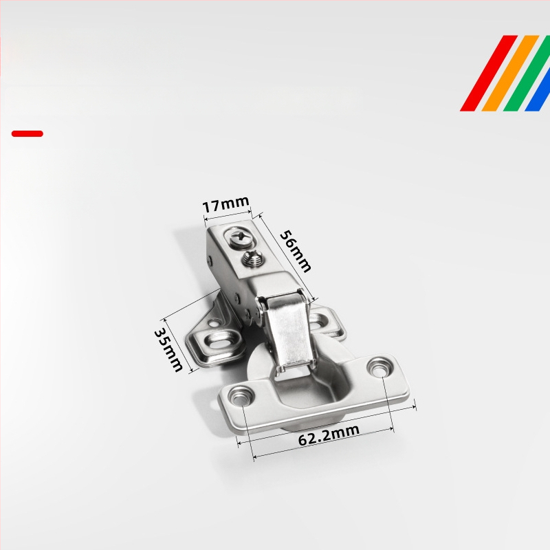 Pánt s krátkym ramenom pre dvere skríň a skriniek, americký štýl; materiál: studený valcovaný oceľ; povrch: meď-nikel; hydraulické tlmenie, tichý chod