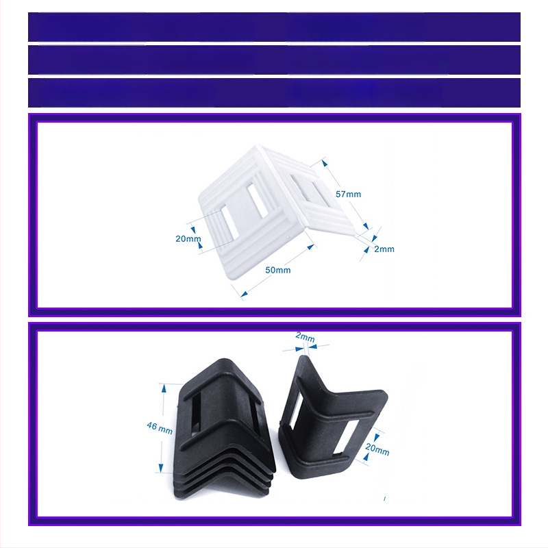 PP plastové rohové ochrany na balenie s protišmykovými sponami pre priemyselné balenie — typy L20/L32, papierové rohové ochrany 10 cm a 5 cm, pevný štýl 50 mm
