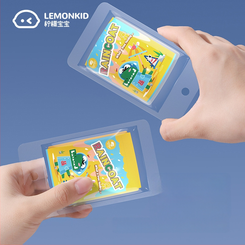 Detské jednorazové pončo do dažďa, ľahko prenosné na cestovanie, z hrubého PE materiálu