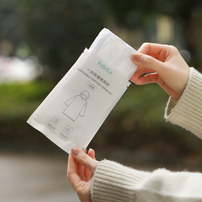 FaSoLa Jednorazový dážďový plášť pre dospelých, priehľadný, zosilnený, prenosný, na 1 osobu