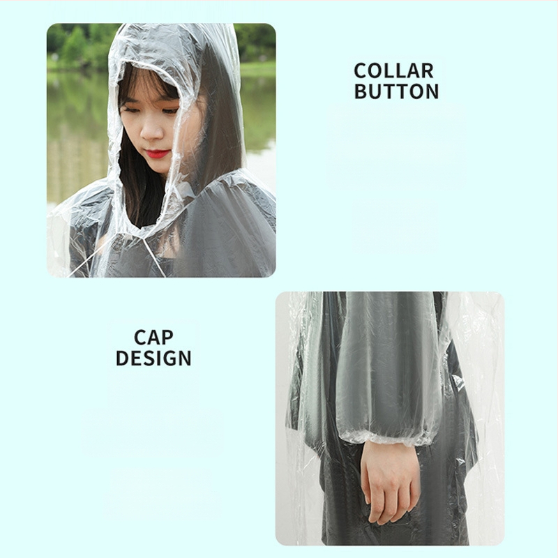 Prenosný jednorazový plášť na dážď pre dospelých, materiál TPE, hrúbka 1,5 mm, hmotnosť 13 g