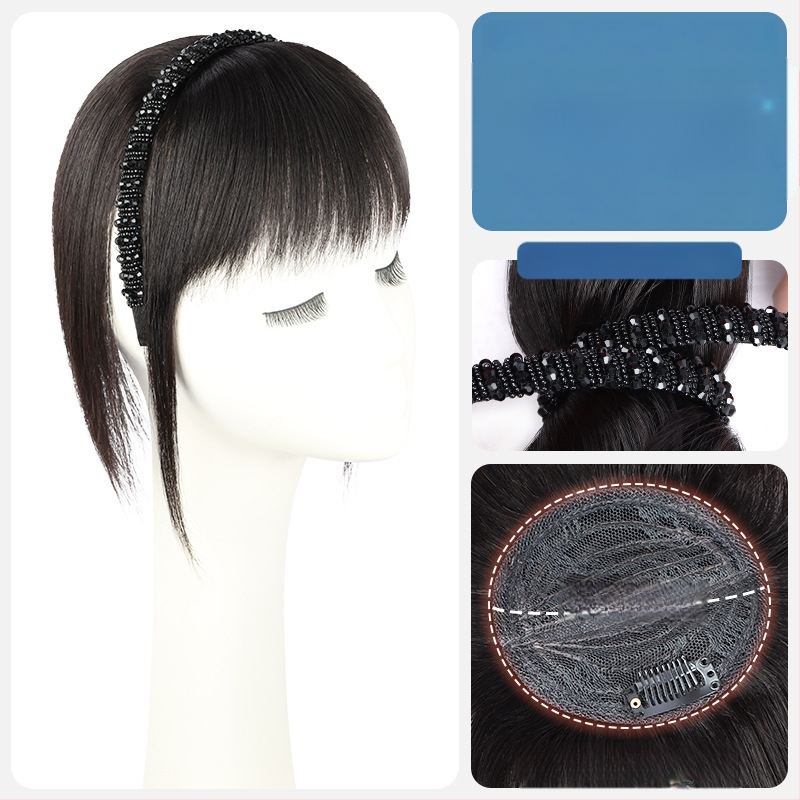 Časť paruky z pravých ľudských vlasov – rovné vlasy, kryštálová bandáž na hlavu, výmena vlasov v jednom kuse, farbenie možné