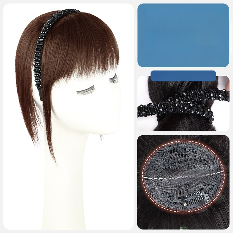 Časť paruky z pravých ľudských vlasov – rovné vlasy, kryštálová bandáž na hlavu, výmena vlasov v jednom kuse, farbenie možné