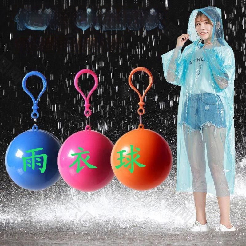 Jednorázový guľatý dážďový ponč na turistiku a rafting pre dospelých, prenosný