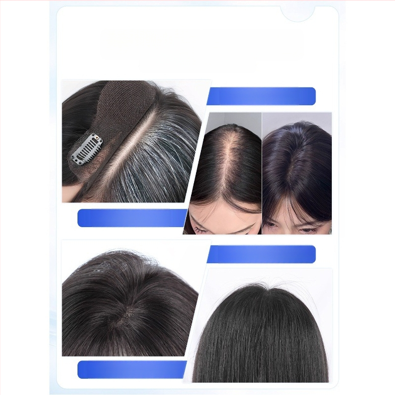 Ľahký bezšvový doplnok vlasov pre ženy, horný pramene vlasov, rovné ofiny, model G8511/G9918, plne ručne tkané, termálne odolné hodvábne vlákno, nie je možné farbiť ani chemicky upravovať