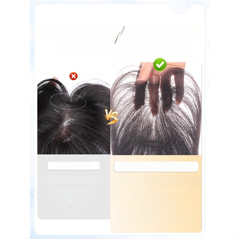 Ľahký bezšvový doplnok vlasov pre ženy, horný pramene vlasov, rovné ofiny, model G8511/G9918, plne ručne tkané, termálne odolné hodvábne vlákno, nie je možné farbiť ani chemicky upravovať