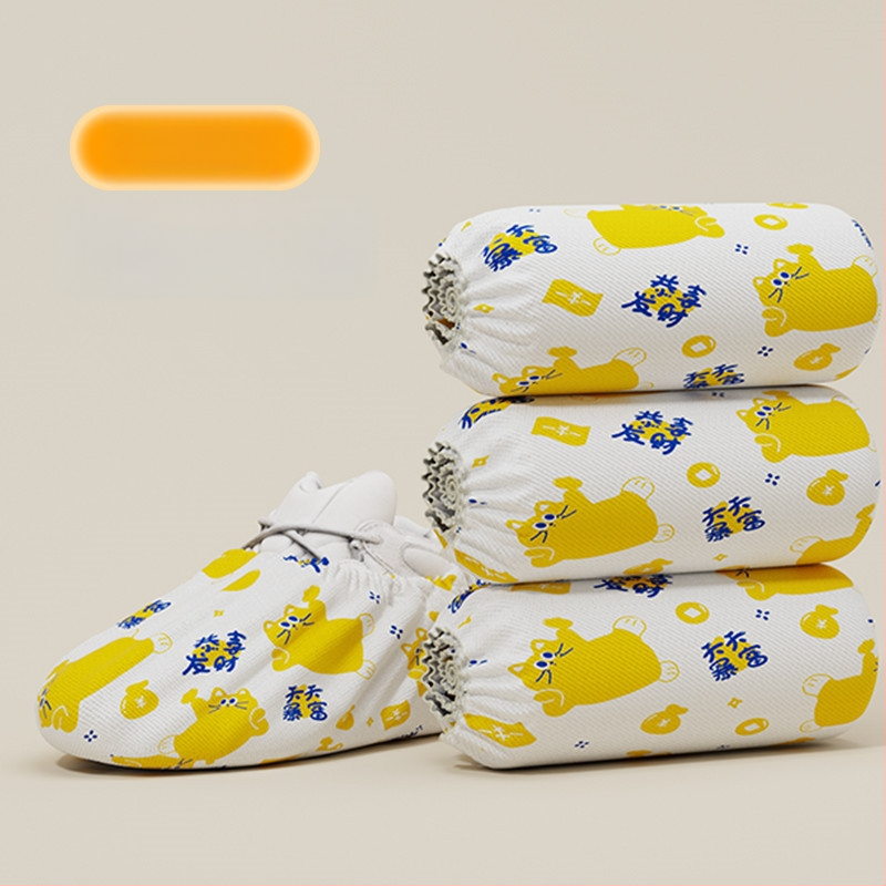 Jednorazové návleky na topánky do interiéru, hrubšie netkané textílie, ochrana proti prachu, protišmykové, vzor šťastná mačka