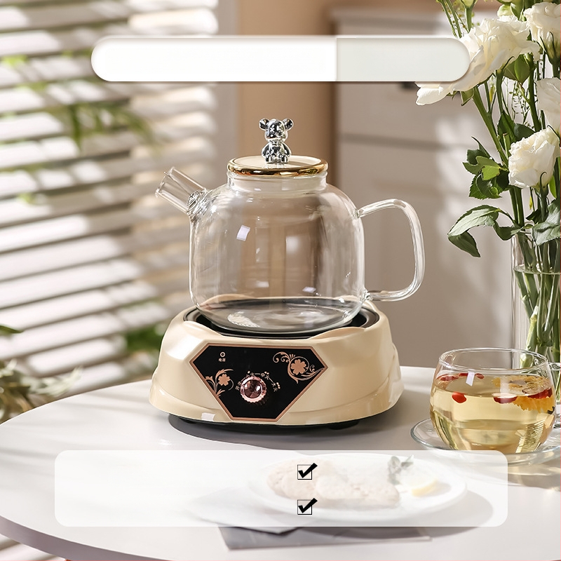 Zdravotný čajník s borosilikátovým sklom, objem 1,5–2 L, 220V, 500W, digitálny termostat s dotykovým ovládaním