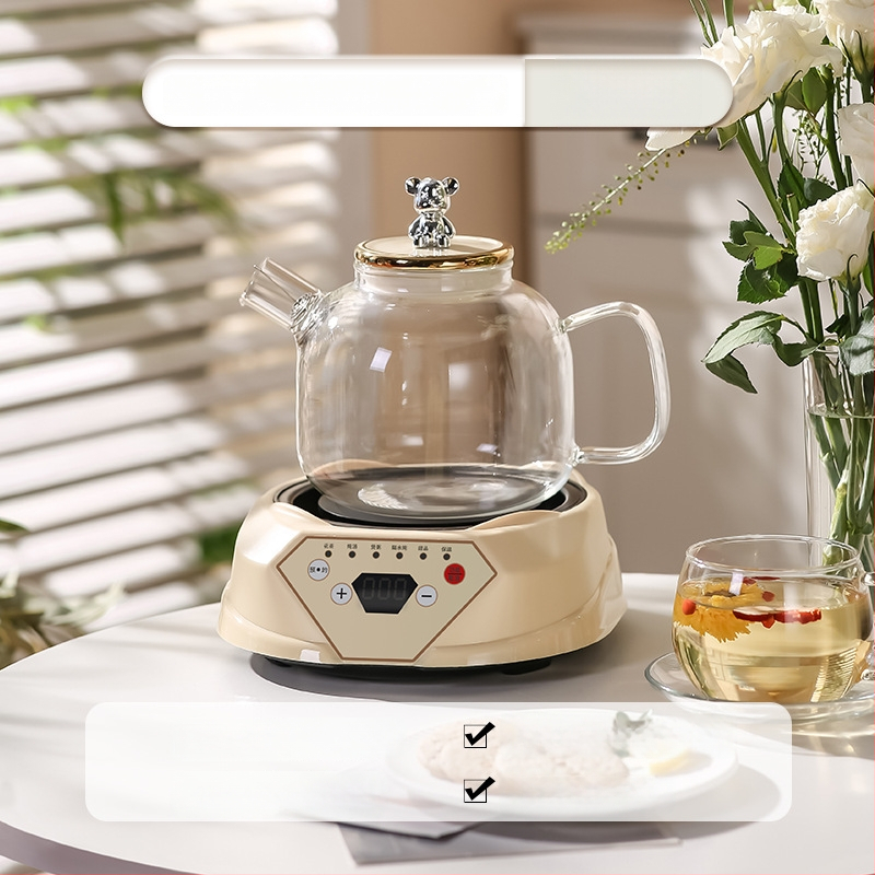 Zdravotný čajník s borosilikátovým sklom, objem 1,5–2 L, 220V, 500W, digitálny termostat s dotykovým ovládaním