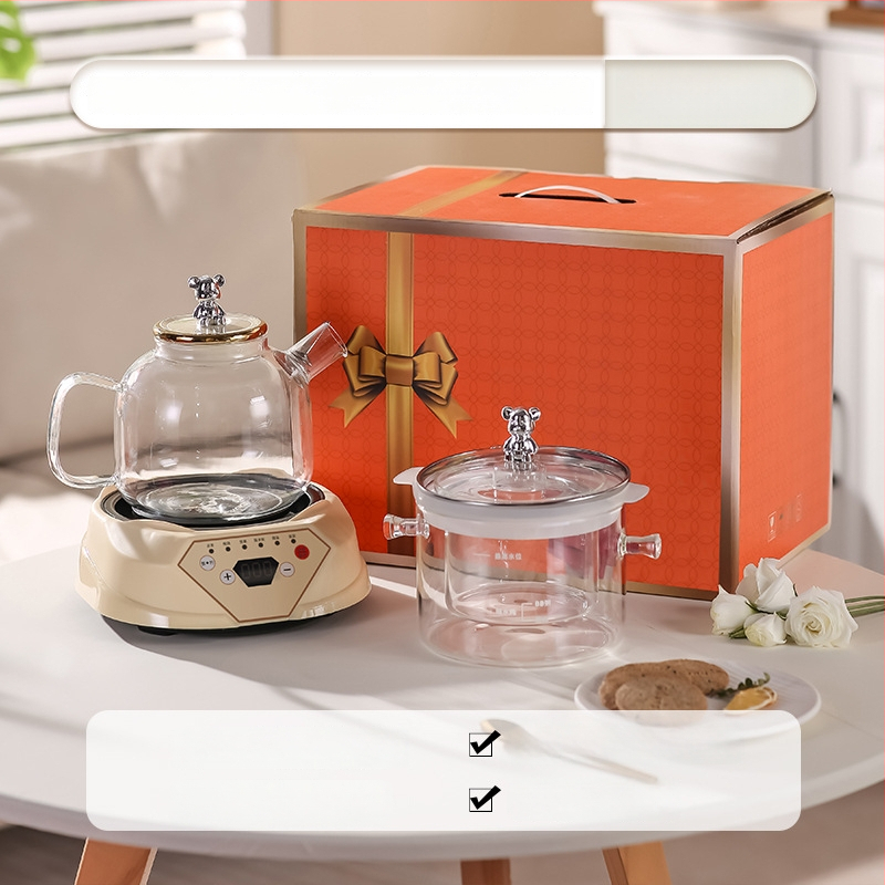 Zdravotný čajník s borosilikátovým sklom, objem 1,5–2 L, 220V, 500W, digitálny termostat s dotykovým ovládaním
