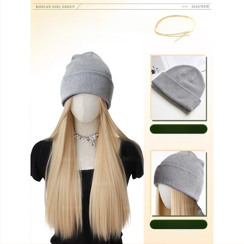 Parochňa s integrovanou čiapkou, prirodzený štýl, dlhé rovné vlasy; Materiál vlasov: vysokoteplotné hodvábne vlákno; Strih parochne: parochňa s čiapkou; Spracovanie: mechanizované; Ofinka: Žiadna