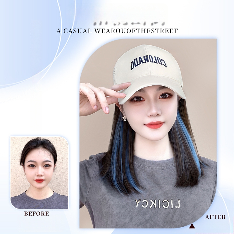 Integrovaná parochová šiltovka pre ženy, priedušné sieťové prevedenie, tenký dizajn, krátke rovné vlasy, model AT1034, vlákno s vysokou teplotou, 205 g, Nie je možné farbiť