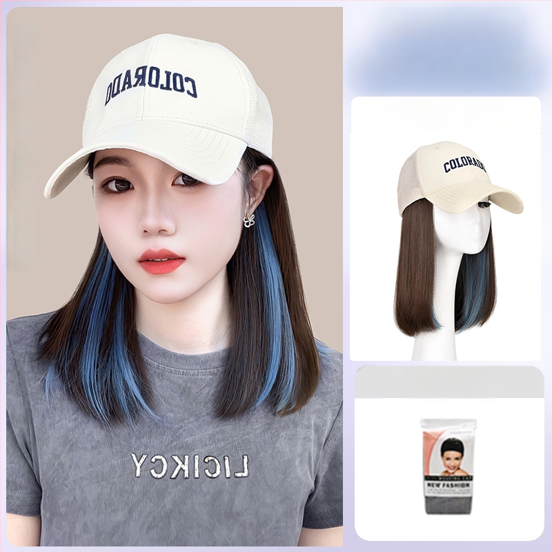 Integrovaná parochová šiltovka pre ženy, priedušné sieťové prevedenie, tenký dizajn, krátke rovné vlasy, model AT1034, vlákno s vysokou teplotou, 205 g, Nie je možné farbiť