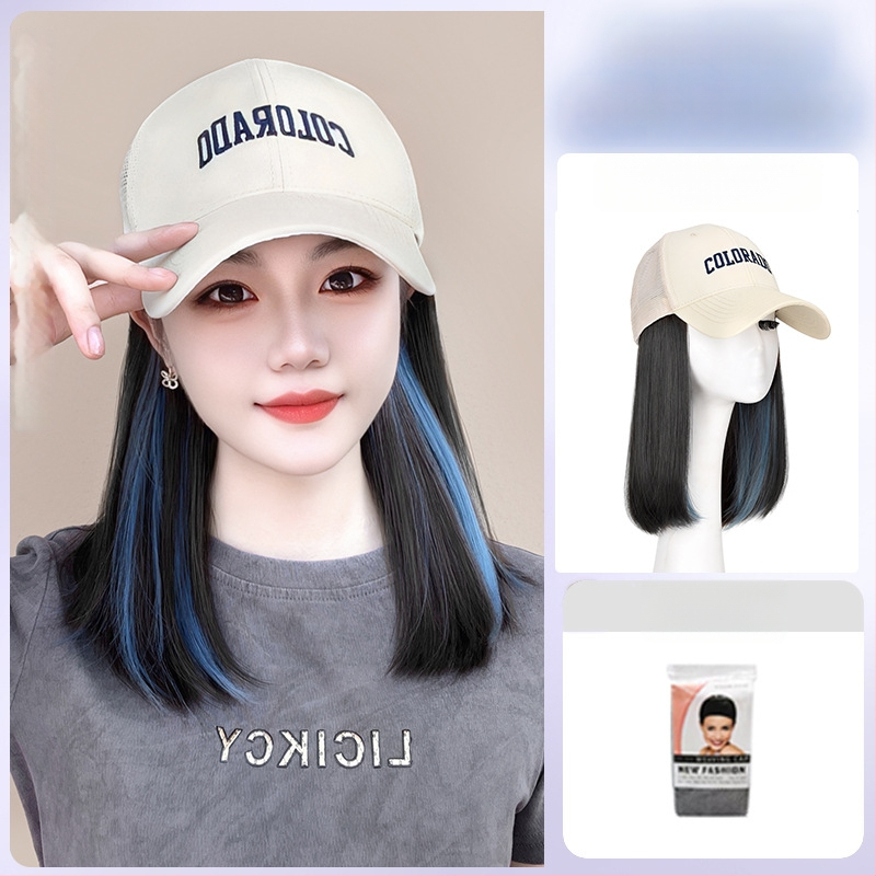 Integrovaná parochová šiltovka pre ženy, priedušné sieťové prevedenie, tenký dizajn, krátke rovné vlasy, model AT1034, vlákno s vysokou teplotou, 205 g, Nie je možné farbiť