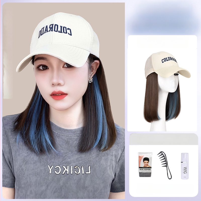 Integrovaná parochová šiltovka pre ženy, priedušné sieťové prevedenie, tenký dizajn, krátke rovné vlasy, model AT1034, vlákno s vysokou teplotou, 205 g, Nie je možné farbiť