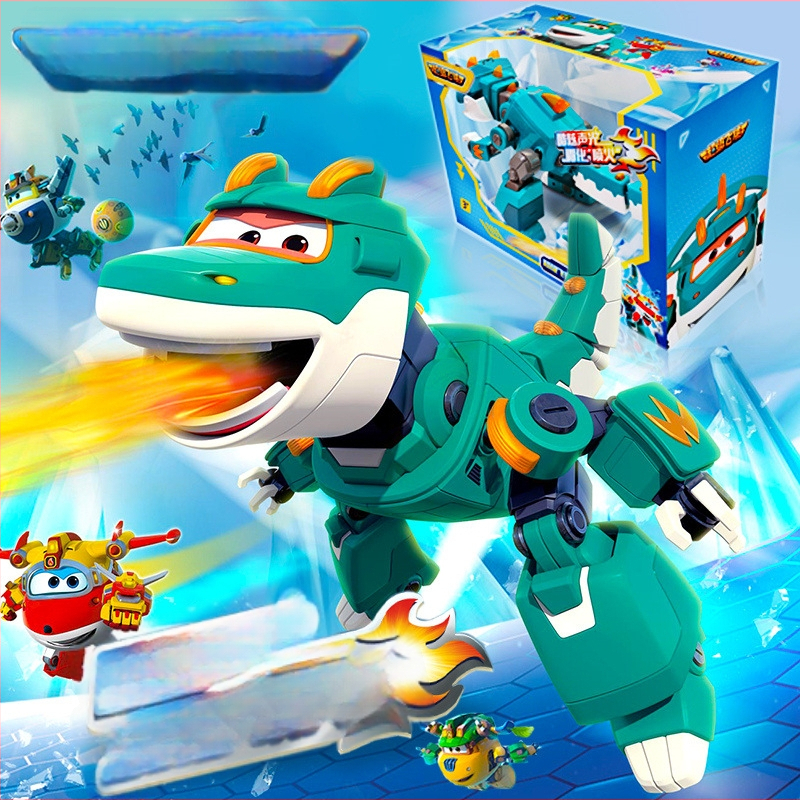 Transformovateľný dinosaurový robot so zvukom a svetlom a efektom hmly — Super Flying Hero, anime postava, pre vek 7–14 rokov