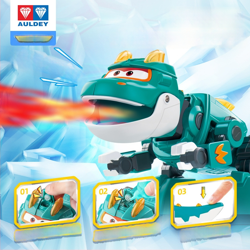 Transformovateľný dinosaurový robot so zvukom a svetlom a efektom hmly — Super Flying Hero, anime postava, pre vek 7–14 rokov