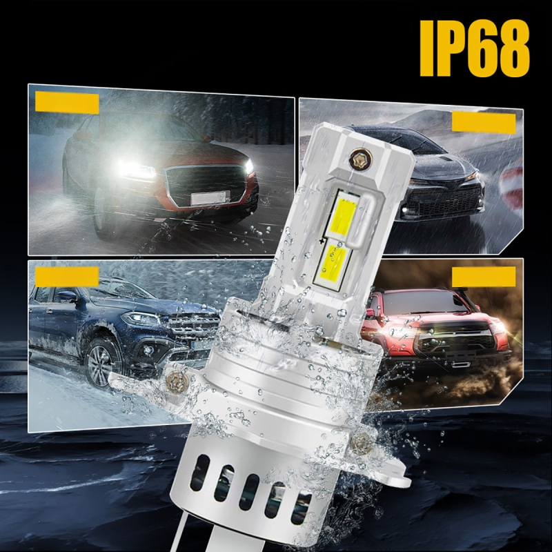 Első LED ködfényszóró – kompakt inline dizájn, alumínium ház, 12V, modellek H1/H3/H4/H7/H8/9005, fényforrás 3570, élettartam 50000 h