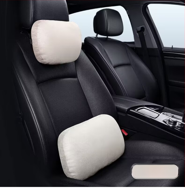 Automašīnas galvas balsts ar jostas atbalstu, kakla spilvens, velūra ārējā apdare, sintētisko šķiedru pildījums, universāla saderība