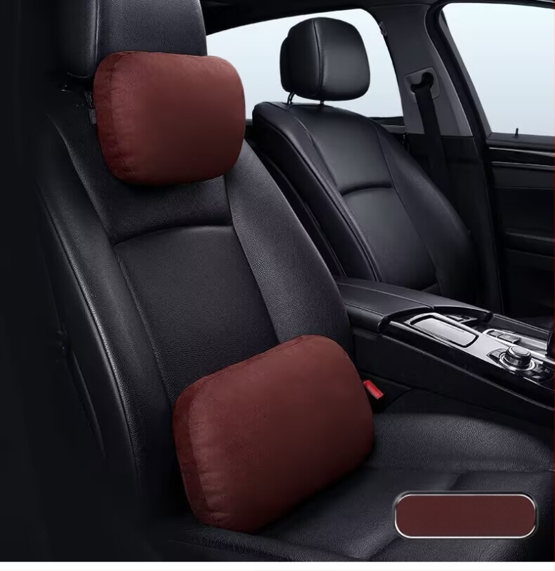 Automašīnas galvas balsts ar jostas atbalstu, kakla spilvens, velūra ārējā apdare, sintētisko šķiedru pildījums, universāla saderība