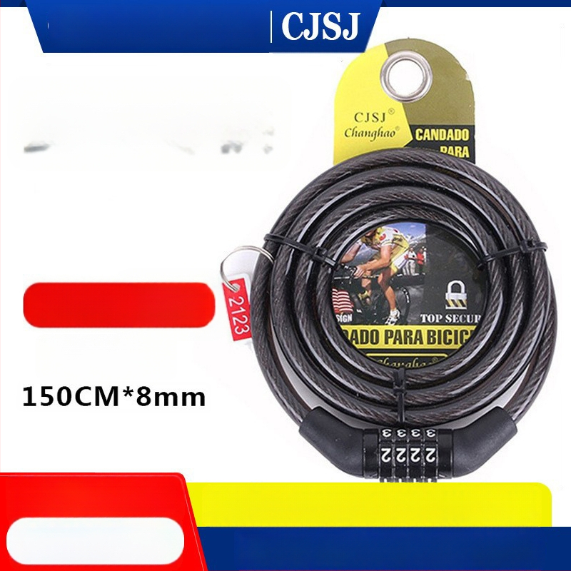 Jalgratta lukustus parooliga, 4-kodne fikseeritud kood, CH-203, terasest juhe + PVC korpus, kaal 175 g