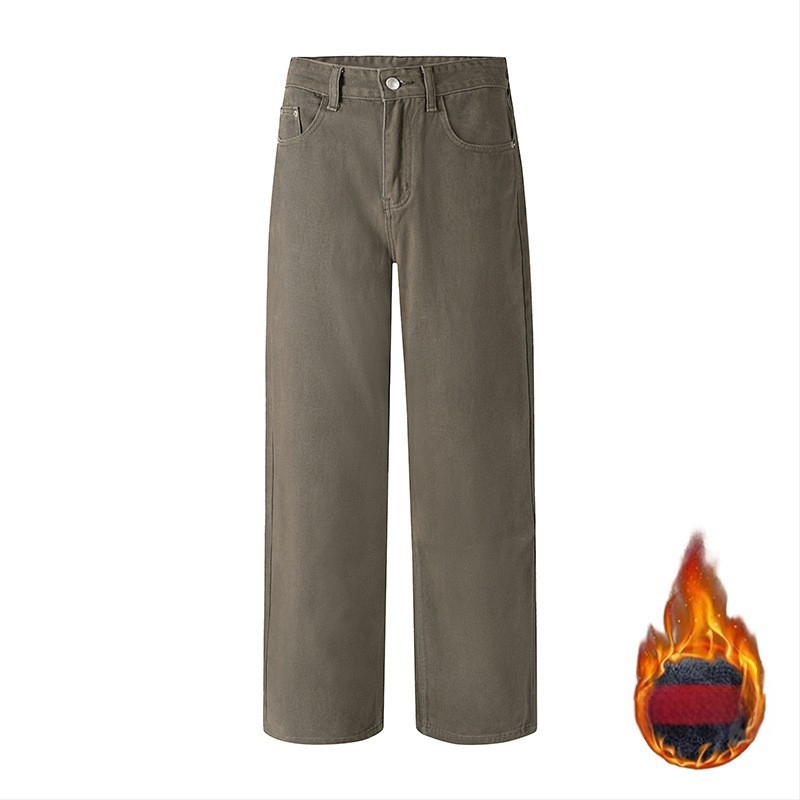 Fliisvooderiga teksad (100% puuvill, keskmine vöökoht, tõmblukk, sirge lõige)