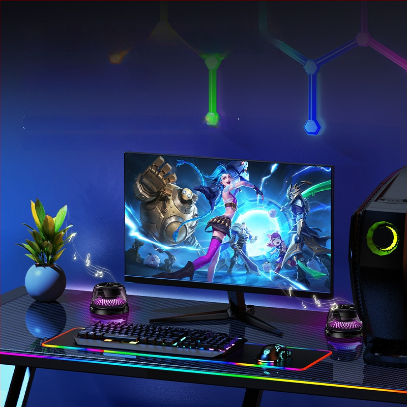 Магнитно безжично зарядно устройство с RGB осветление и Bluetooth говорител с мини субуфер (15W, вградена батерия 300–500mAh, Bluetooth 2.0, 100Hz–20kHz)