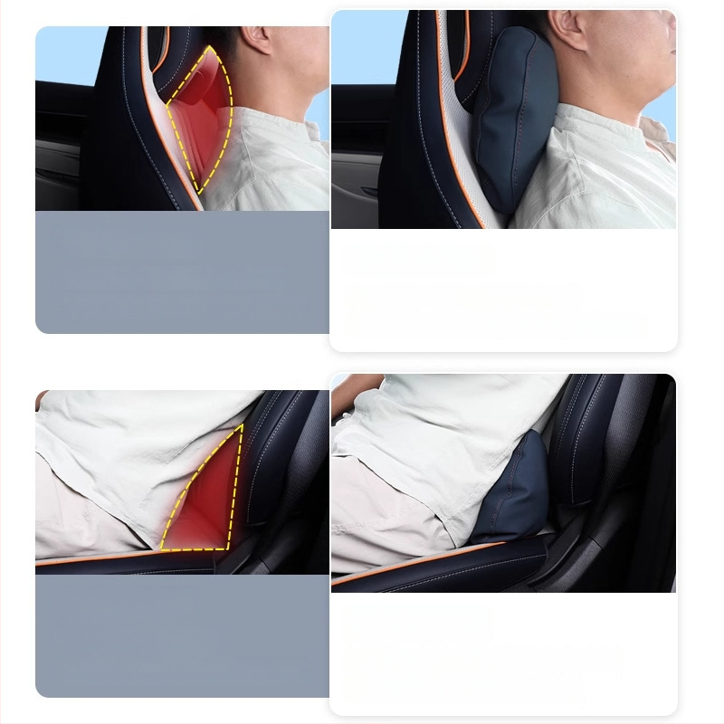 Universāls automašīnas galvas un kakla spilvens ar jostas atbalstu sporta sēdekļiem, saderīgs ar 25 modeļiem 01, visu sezonu, pielāgojams