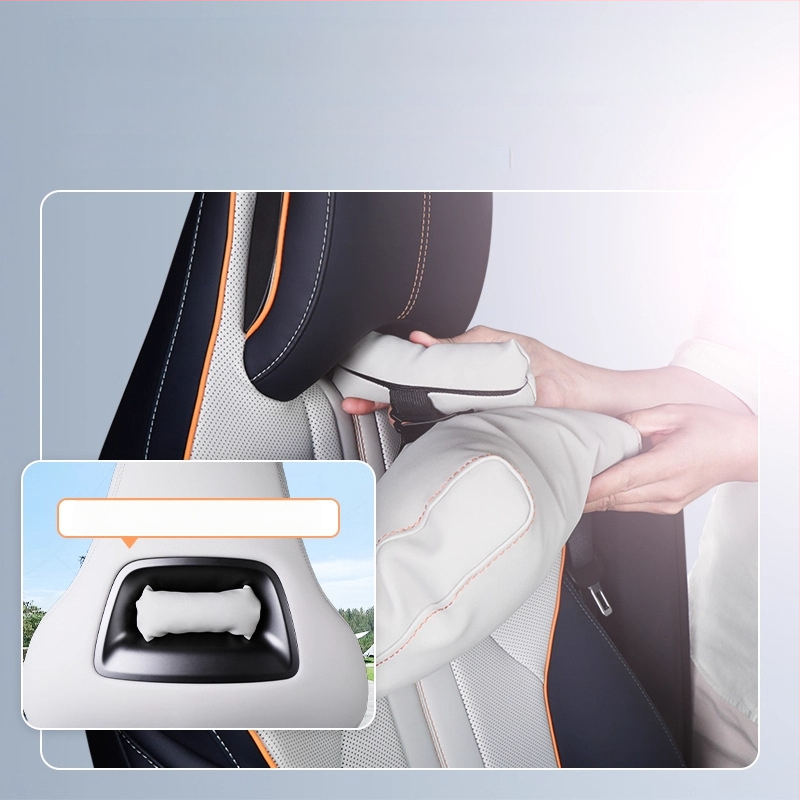 Universāls automašīnas galvas un kakla spilvens ar jostas atbalstu sporta sēdekļiem, saderīgs ar 25 modeļiem 01, visu sezonu, pielāgojams