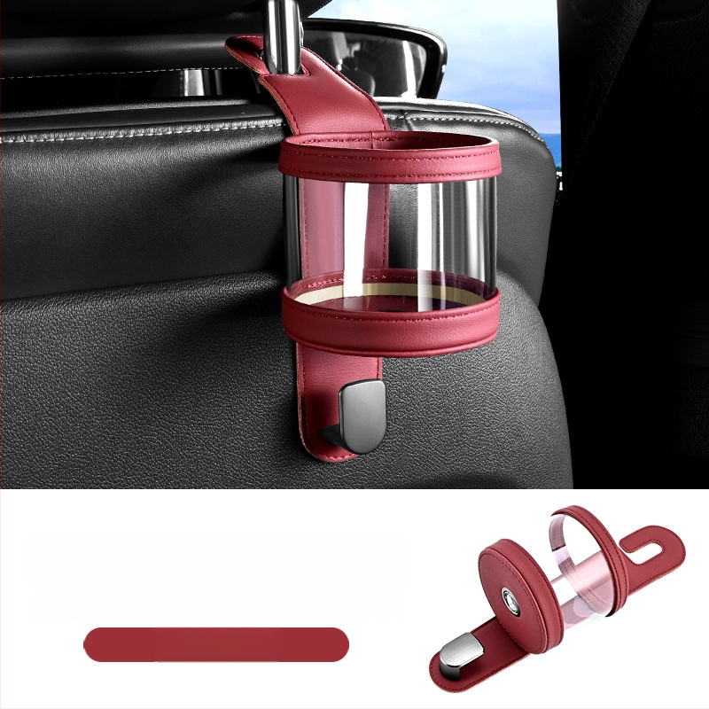 Държач за чаша за задната седалка на автомобил – кожен, модел 591, за облегалката на седалката, мултифункционално задно пространство за съхранение