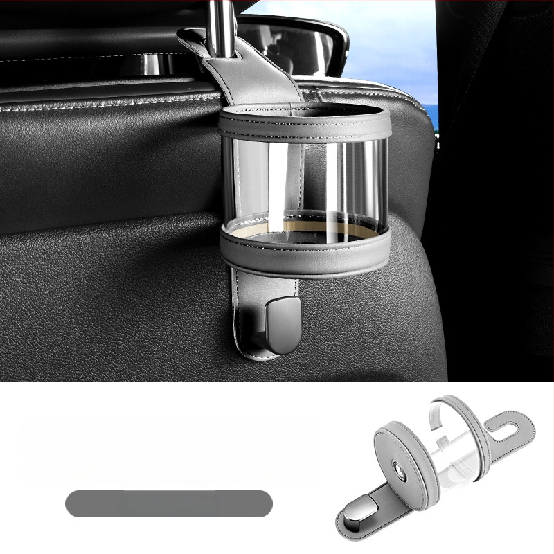 Държач за чаша за задната седалка на автомобил – кожен, модел 591, за облегалката на седалката, мултифункционално задно пространство за съхранение