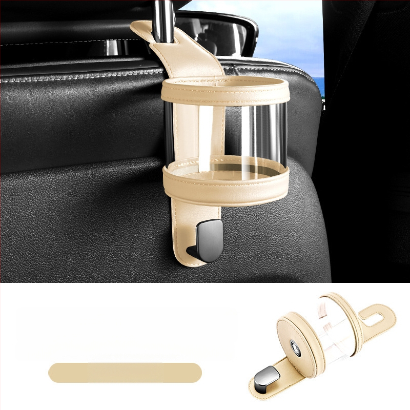 Държач за чаша за задната седалка на автомобил – кожен, модел 591, за облегалката на седалката, мултифункционално задно пространство за съхранение