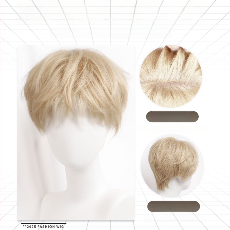 Kórejský štýl parochňa, tepelne odolný hodváb, unisex, plný set na hlavu, prirodzený vzhľad, na cosplay.