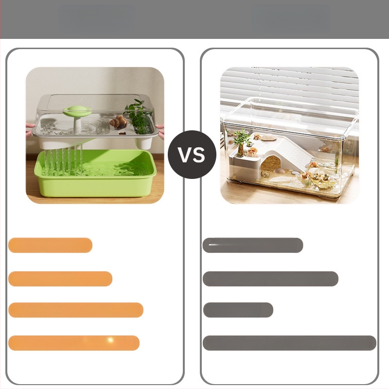 Box na chov Hermit Crab s lezeckým rámom, vodnou pumpou a úkryptom; Tank na chov korytnačiek – potreby pre domáce zvieratá (Hmotnosť 1.28 kg; Rozmanitosť Brazilian Turtle; Druh: Turtle; Tvar tela: Toy Type)