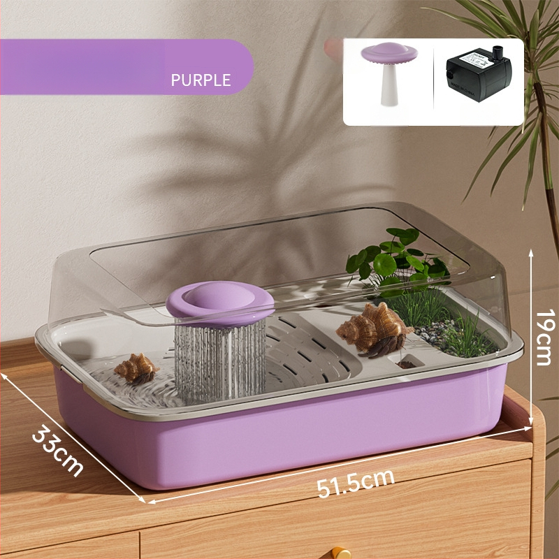 Box na chov Hermit Crab s lezeckým rámom, vodnou pumpou a úkryptom; Tank na chov korytnačiek – potreby pre domáce zvieratá (Hmotnosť 1.28 kg; Rozmanitosť Brazilian Turtle; Druh: Turtle; Tvar tela: Toy Type)