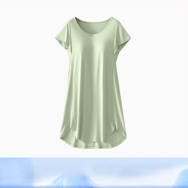 Jednodielne tehotenské nočné šaty s výplňou na prsiach, Modal-viskózna látka, okrúhly výstrih, 3/4 rukávy, priedušná domáca pyžama