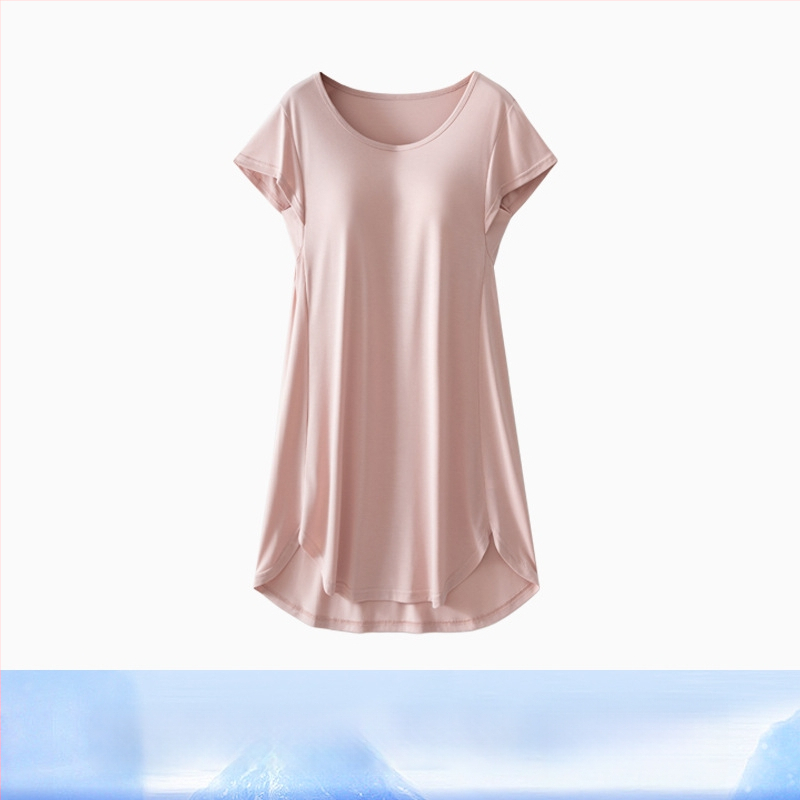 Jednodielne tehotenské nočné šaty s výplňou na prsiach, Modal-viskózna látka, okrúhly výstrih, 3/4 rukávy, priedušná domáca pyžama