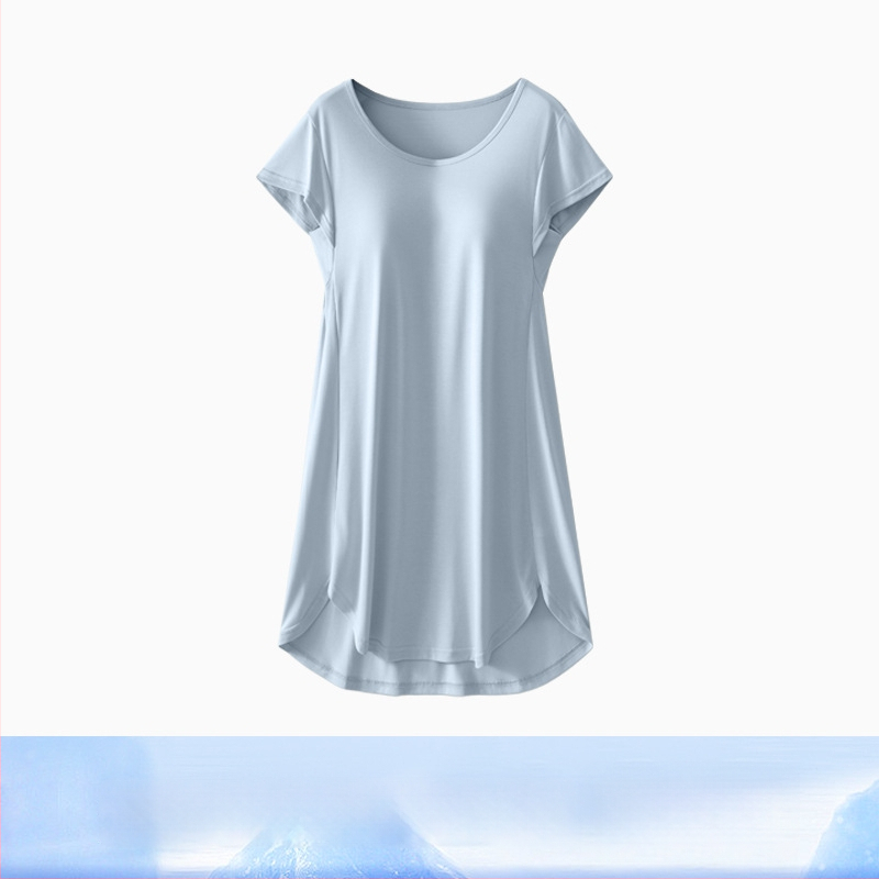 Jednodielne tehotenské nočné šaty s výplňou na prsiach, Modal-viskózna látka, okrúhly výstrih, 3/4 rukávy, priedušná domáca pyžama