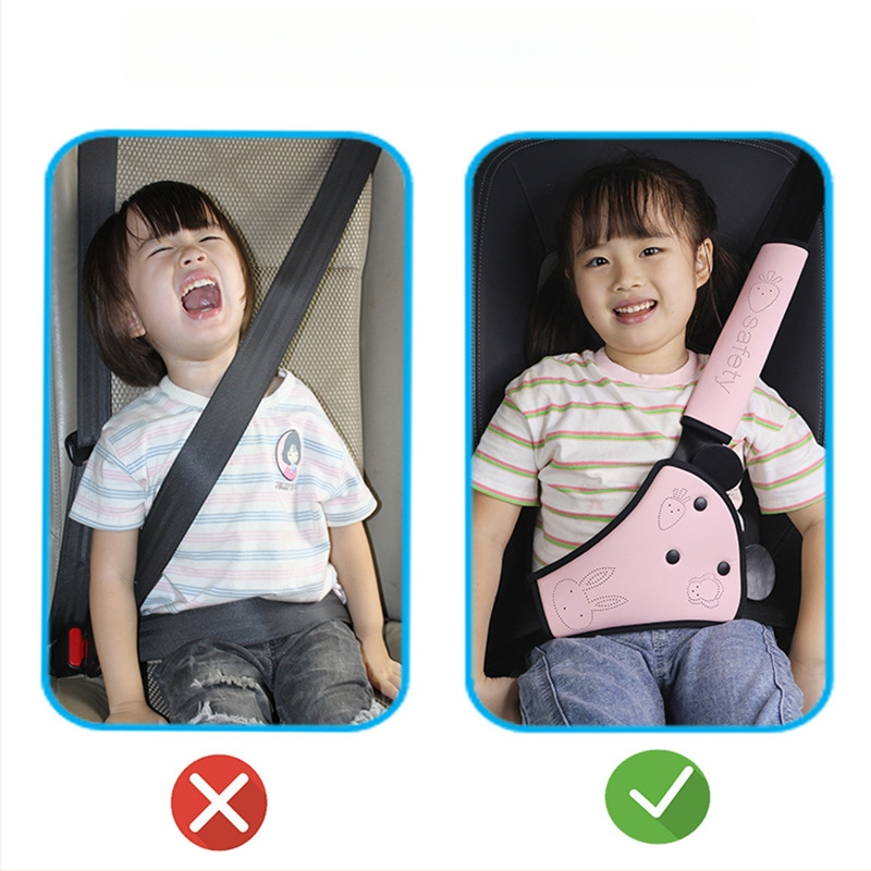 Detektor autoväz pre deti s roztomilým ramenným vankúšom a obmedzovačom brucha s roztomilým zajačikom – Materiál: PU soft leather sponge; Personalizácia k dispozícii; Nastaviteľný dizajn