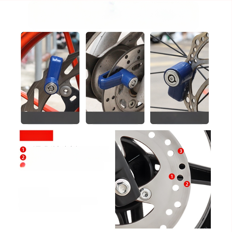 Mini zámok na kotúčovú brzdu z hliníkového zliatiny, pre motocykel/e-bike/bicykel – ochrana proti krádeži, antikorózny, proti vypáčeniu, 80 g