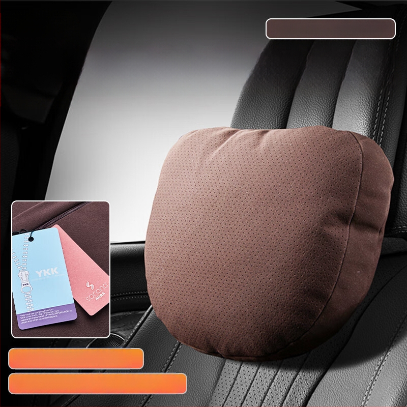 Universālais auto galvas spilvens ar jostas atbalstu, perforēta samta virsma, bio fleece pildījums, visu sezonu, pielāgojams