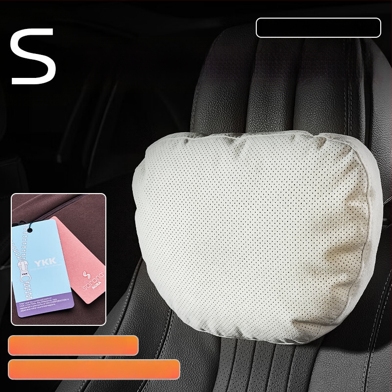 Universālais auto galvas spilvens ar jostas atbalstu, perforēta samta virsma, bio fleece pildījums, visu sezonu, pielāgojams