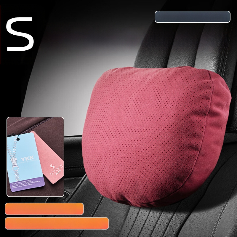 Universālais auto galvas spilvens ar jostas atbalstu, perforēta samta virsma, bio fleece pildījums, visu sezonu, pielāgojams