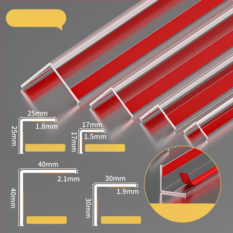 PVC stūra aizsargs sienai, pašlīmējošs, L-veida malas profils, 3,35 m garums, keramisko flīžu malu aizsardzībai