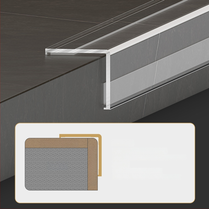 PVC stūra aizsargs sienai, pašlīmējošs, L-veida malas profils, 3,35 m garums, keramisko flīžu malu aizsardzībai