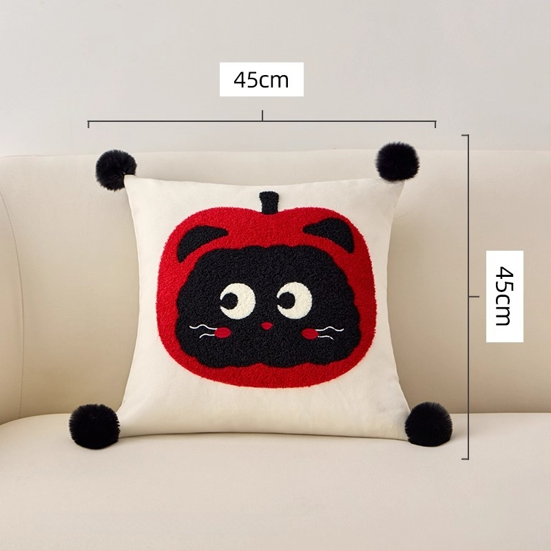 Panya vankúš s jadrom, povrch bavlna a ľan, vyšívaný vzor cartoon, PP bavlna výplň