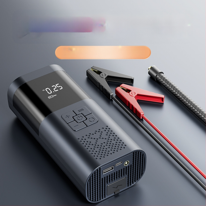 Auto núdzový štartér s vstavanou pumpou na vzduch, 220W, dvojvalcový kompresor, prietok vzduchu 30 L/min, digitálny displej, USB napájanie