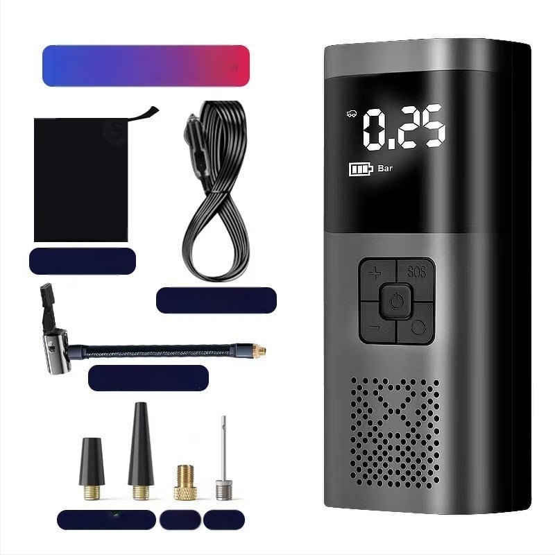 Auto núdzový štartér s vstavanou pumpou na vzduch, 220W, dvojvalcový kompresor, prietok vzduchu 30 L/min, digitálny displej, USB napájanie