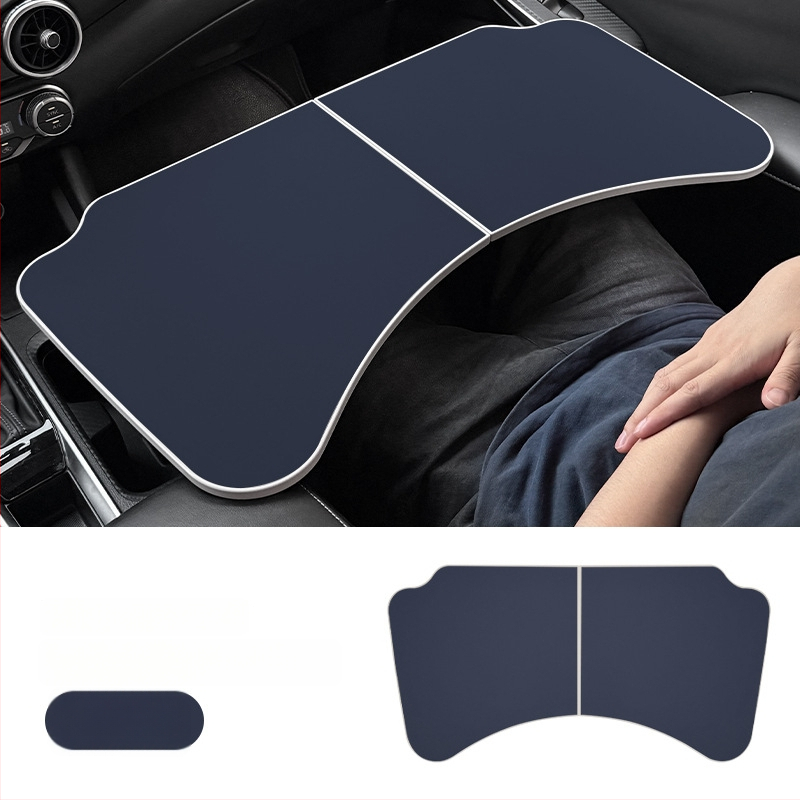 Sklopný malý stolík do auta z ABS plastu + koža; viacúčelový stolík na stolovanie, zábavu, prácu a notebook; tlač loga k dispozícii.