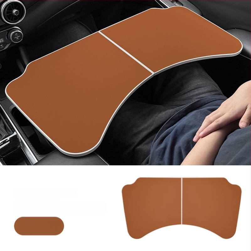 Sklopný malý stolík do auta z ABS plastu + koža; viacúčelový stolík na stolovanie, zábavu, prácu a notebook; tlač loga k dispozícii.